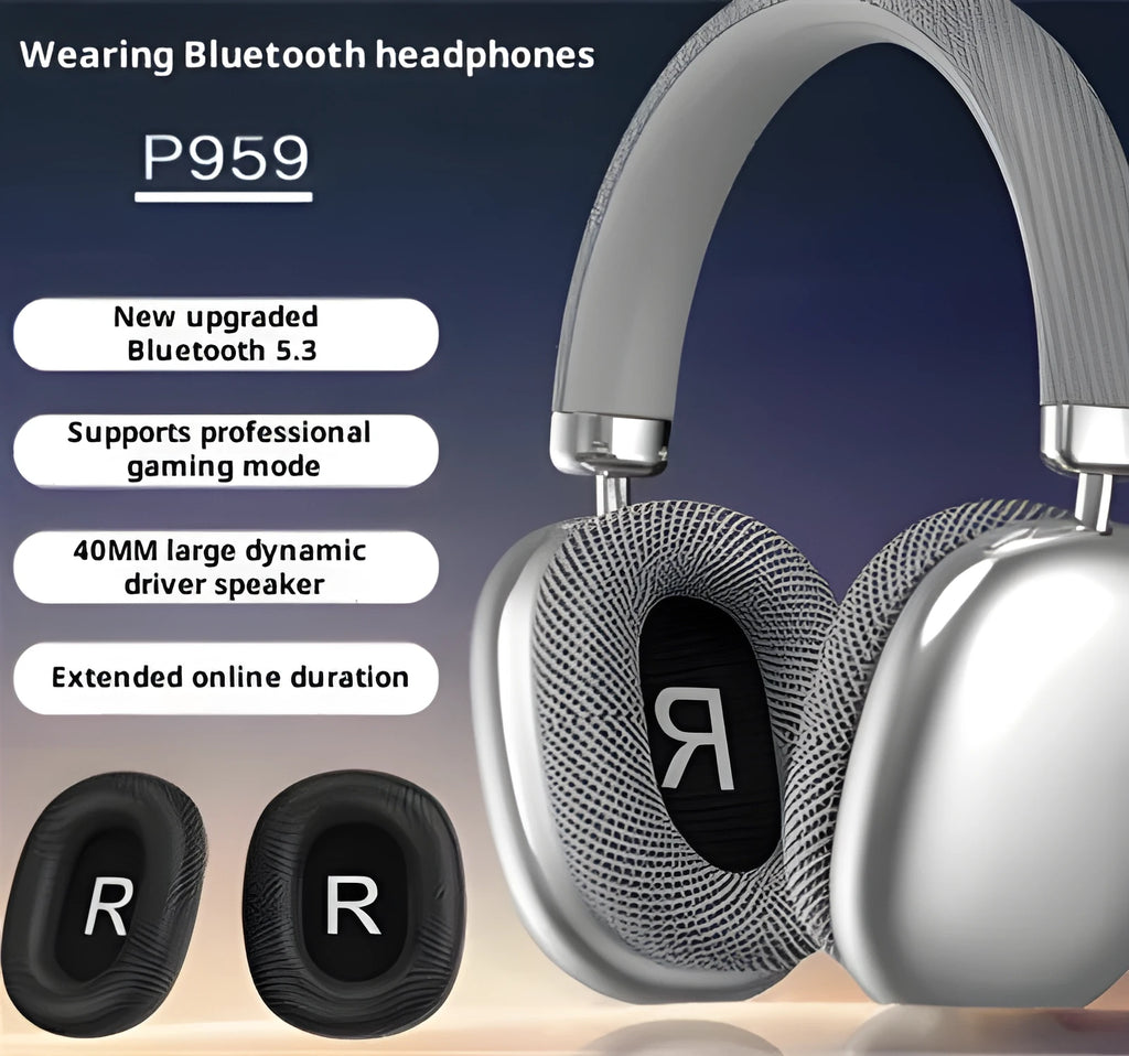Wireless Bluetooth over-ear headset in five colours with 10m range and 8+ hour battery