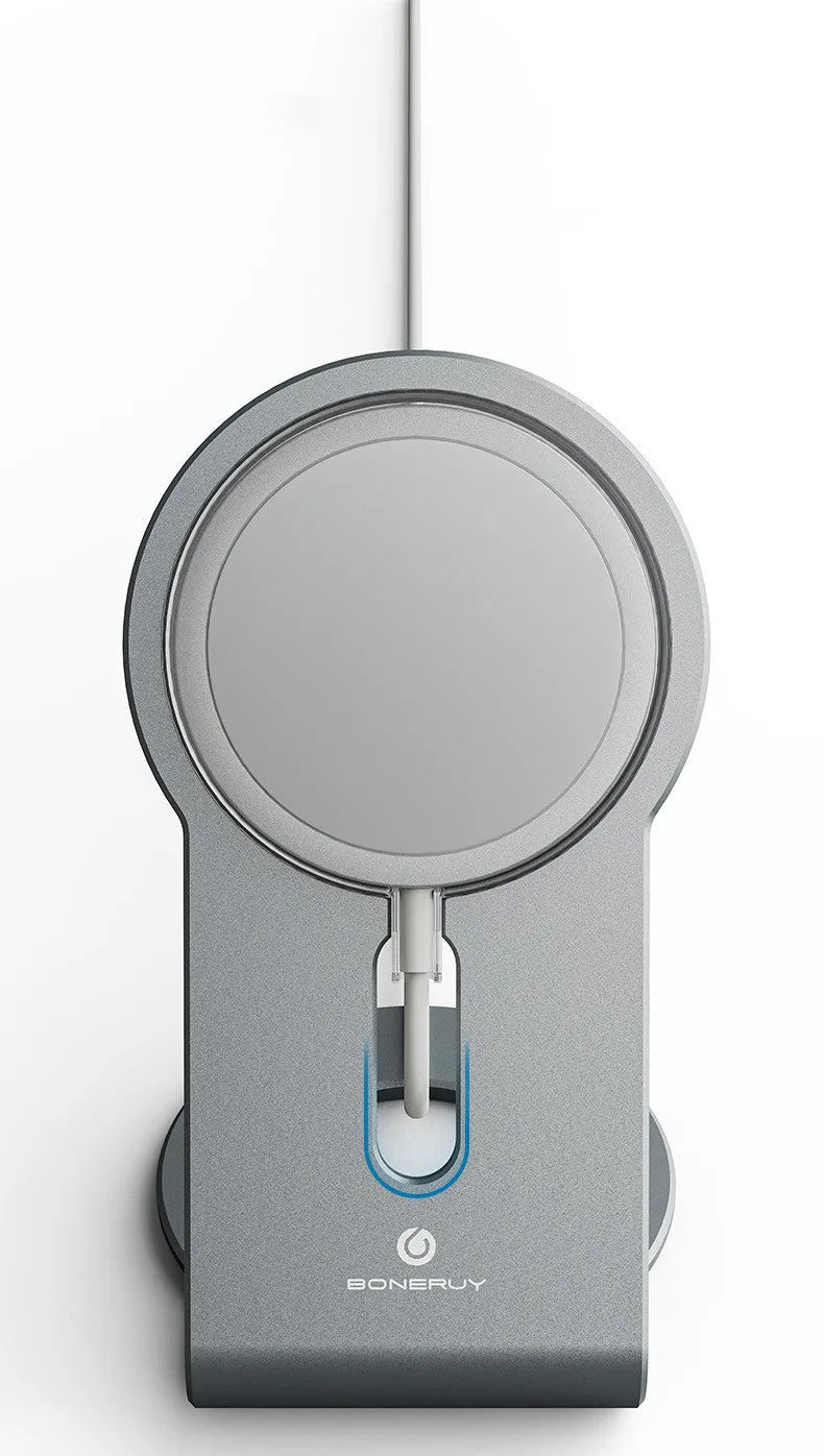 Silver aluminium alloy magnetic wireless charging bracket for MagSafe phones desktop stand