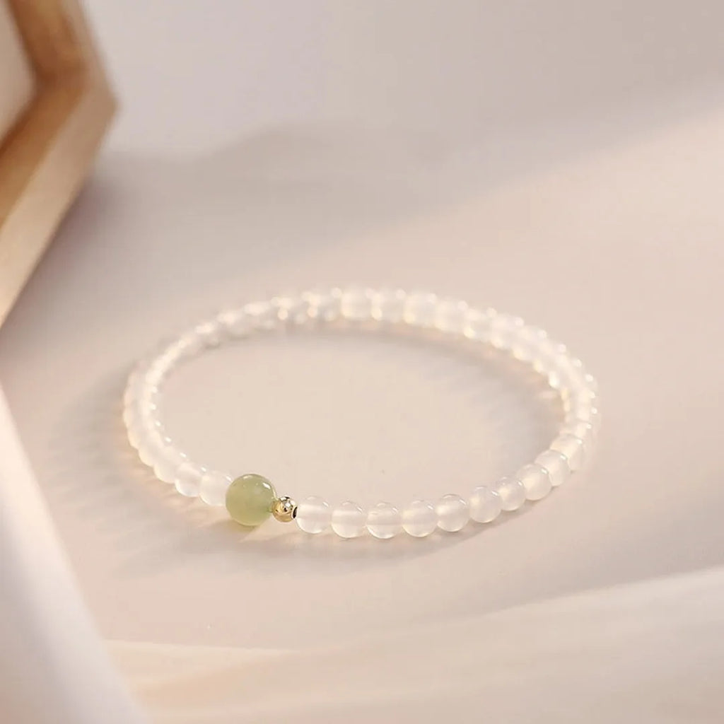 Hetian Jade White Agate women's bracelet with 15cm length and manual craftsmanship
