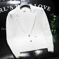Men's white thin suit jacket with V-neck collar, polyester viscose blend fabric
