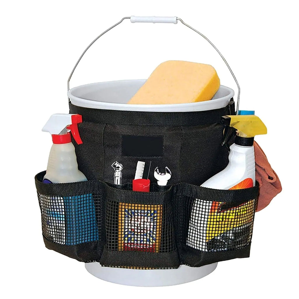 Black cylindrical polyester hanging storage bag for a 5-gallon barrel