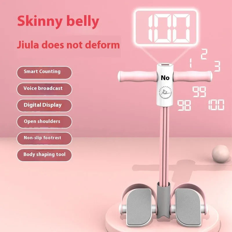 Blue portable intelligent foot pedal pull device with bold tubes, made of ABS plastic for home fitness.