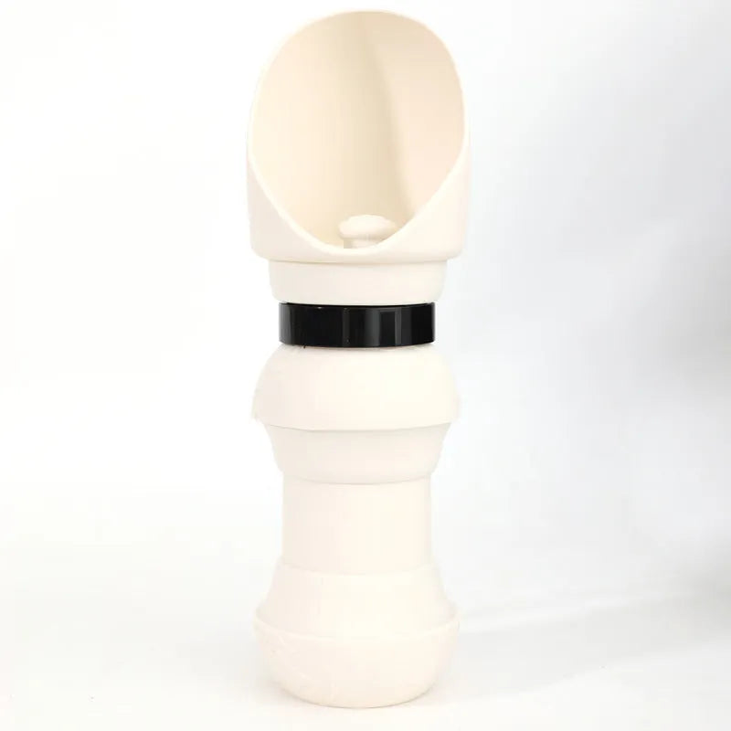 Silicone folding water cup for dogs shown in folded and unfolded states with colour options