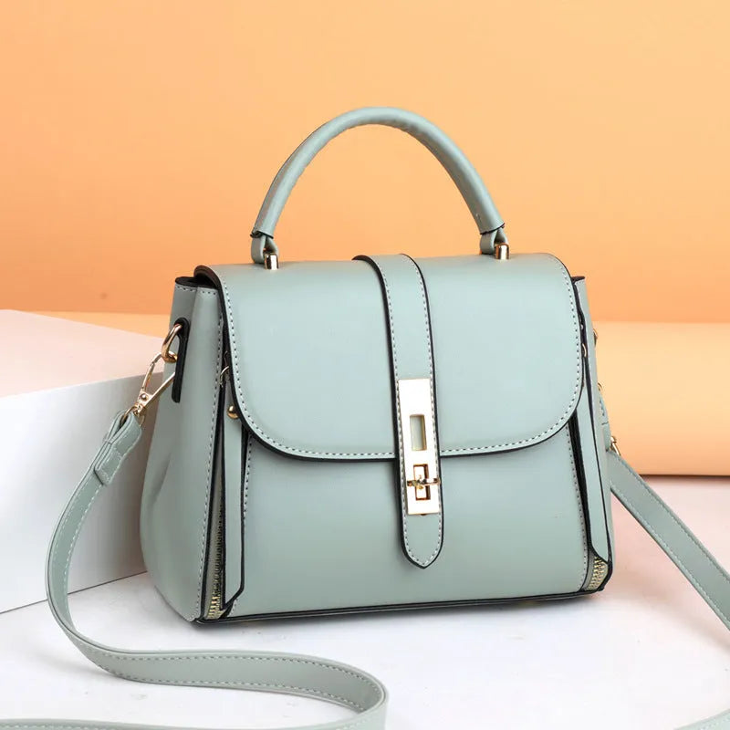 Soft PU leather women's messenger bag in square vertical design with adjustable shoulder strap