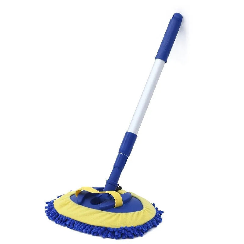 Three sections aluminium alloy telescopic car mop with green cotton head for car washing