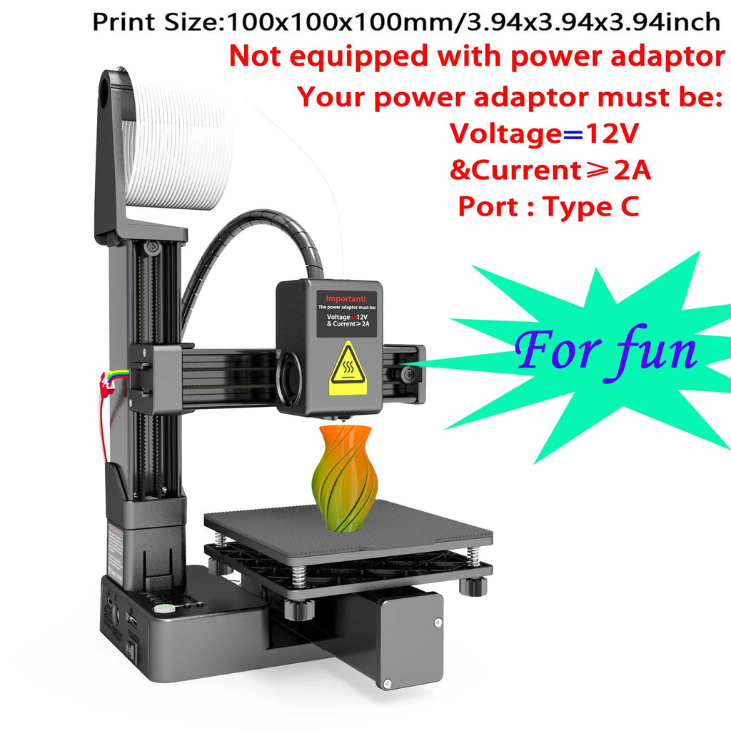 White EasyThreed K10 3D printer with desktop design and 175mm print height for TPU and PLA filaments