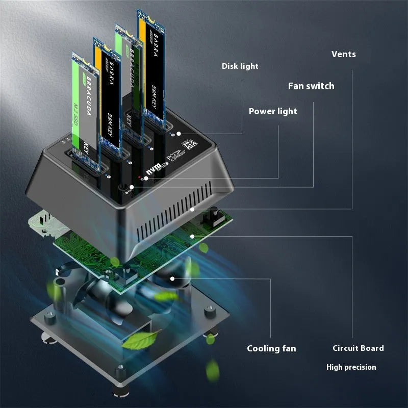 Aluminium M2 dual protocol SSD enclosure measuring 90mm by 78mm by 34mm