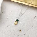925 silver zircon small pineapple pendant necklace with 45cm carven cross-chain, fruit shaped design for women