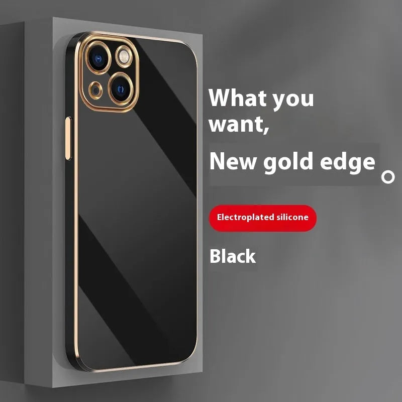 6D straight edge electroplating phone case for iPhone 16 in mint green colour, showing back and side view.