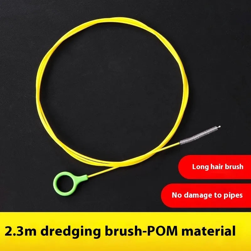 Yellow plastic car wash brush 2.3 metres long for cleaning automobile skylight and door drain holes