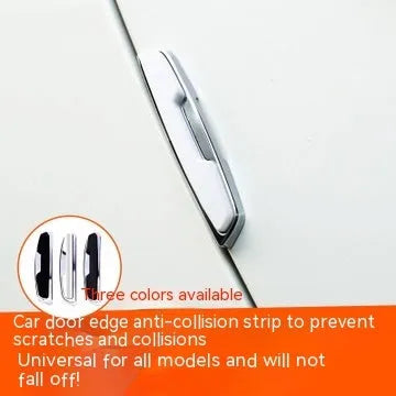 Black plastic silicone car door edge protection bumper strips, four pieces shown.