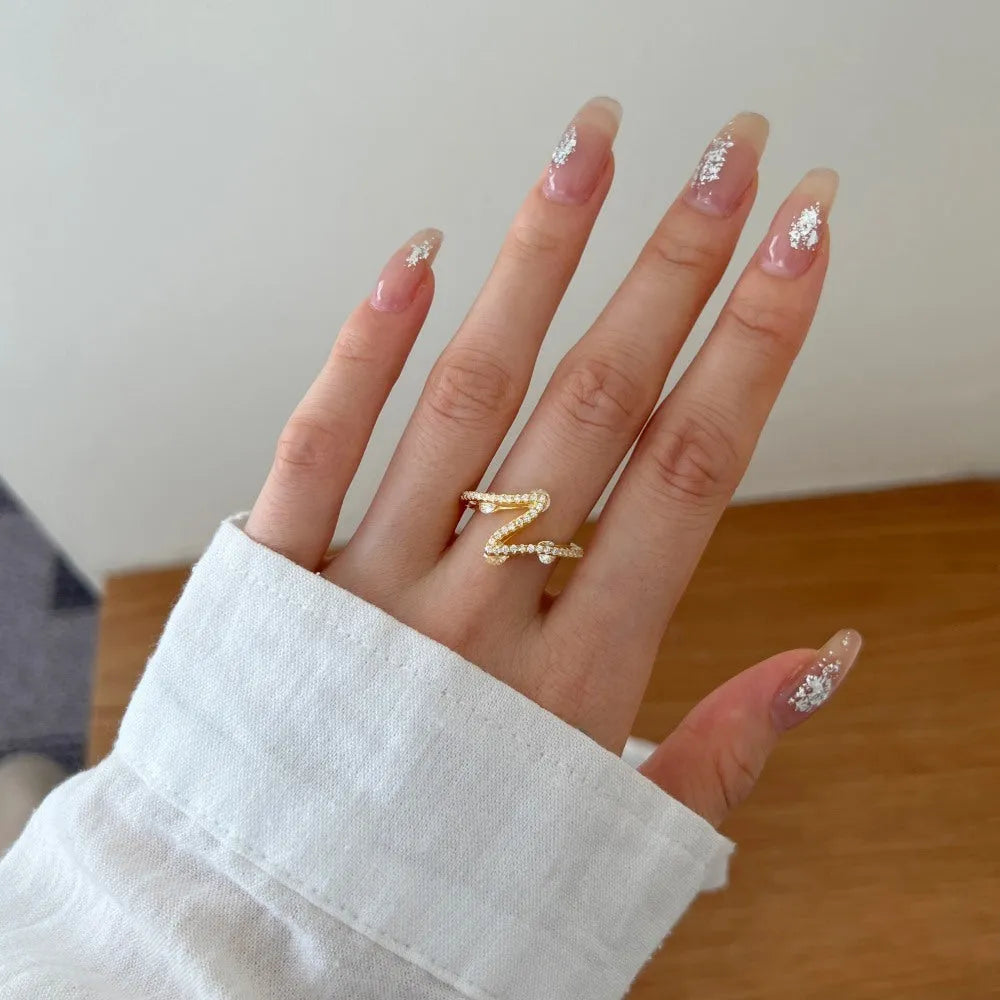S925 sterling silver ring with zircon, electroplated, heart or geometric shape, sizes 5 to 9