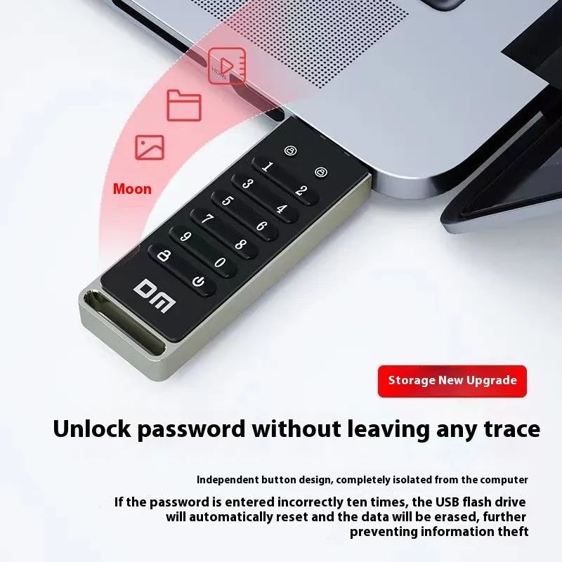 Fingerprint security USB flash drive with metal casing, USB 3.0 interface, 64GB capacity