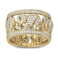 Alloy elephant fashion ring with full diamond design and electroplated finish