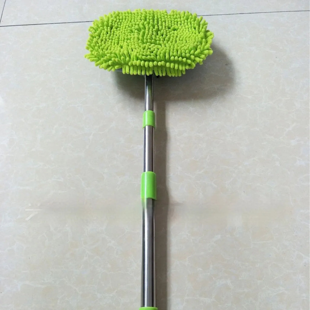 Three sections aluminium alloy telescopic car mop with green cotton head for car washing