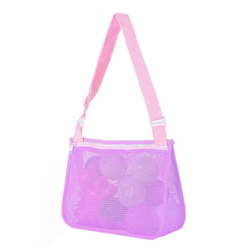 Blue nylon mesh children's travel storage bag with sealing function, 20x25x8 cm dimensions