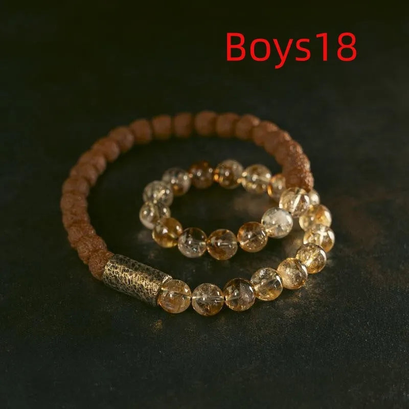 Retro LCD double circle bracelet with natural colour display in citrine colour