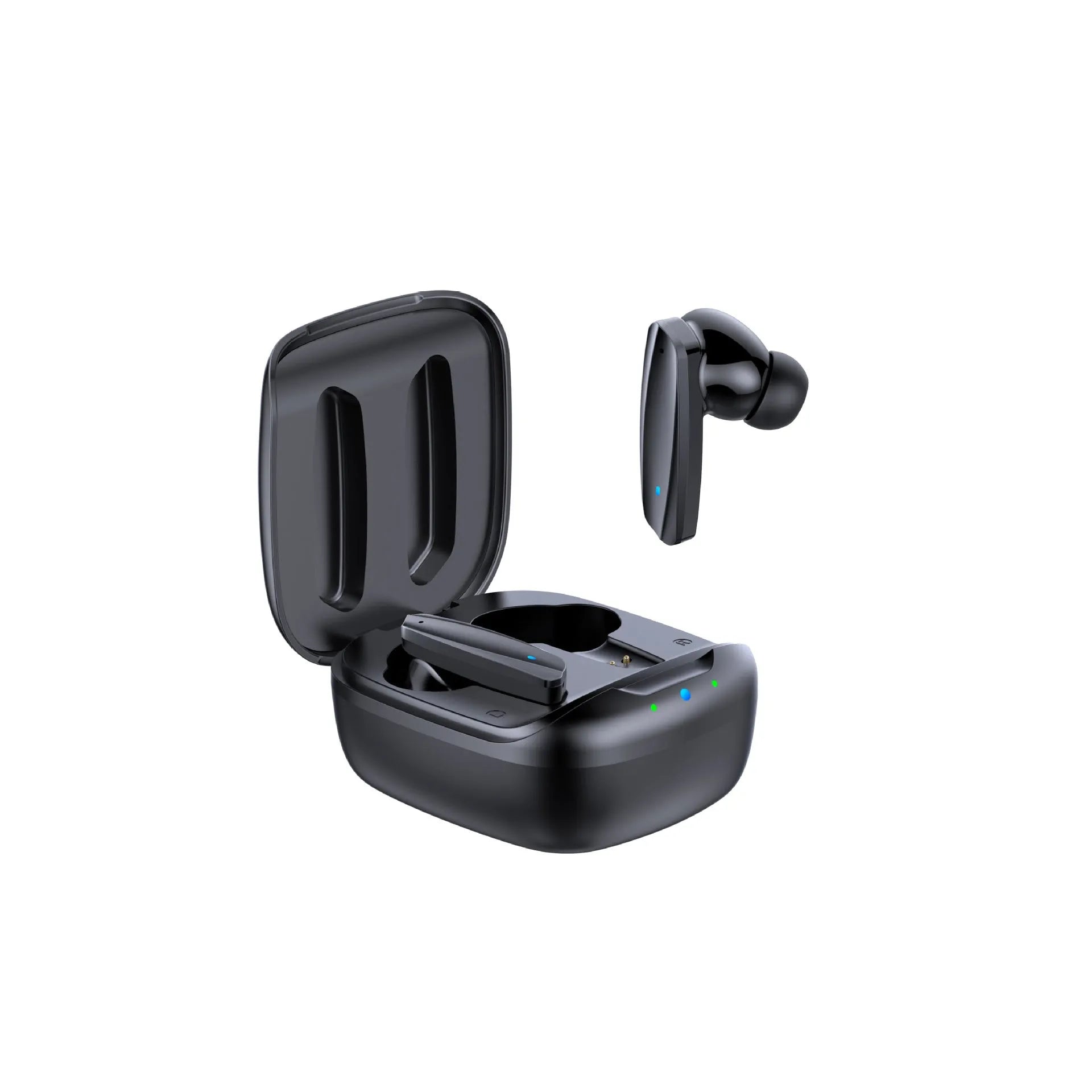 Black and white TWS Bluetooth 5.1 wireless in-ear headphones with USB charging case