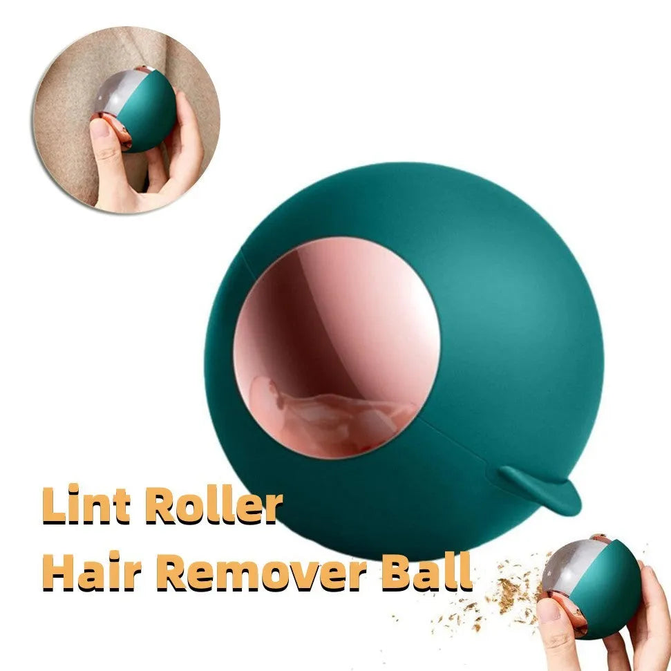 Green gold reusable gel lint roller with portable handle for pet hair removal.