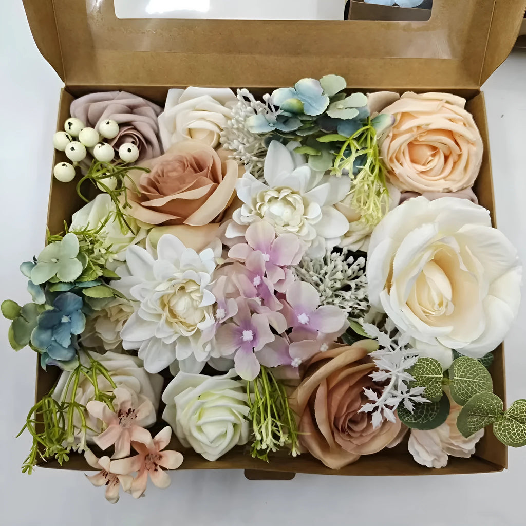 Silk flower and soft PVC artificial rose table vase decoration for wedding banquet home dining photography