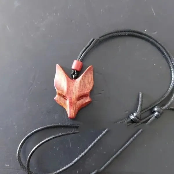 Wooden fox necklace for women, pine pendant with modern simplicity style, deer or fox motif option