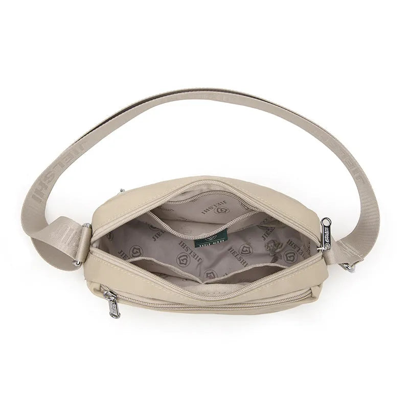 Women's nylon multi-compartment shoulder bag in urban simple style with nine colour options