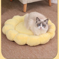 50x50cm double-sided plush pet bed with half-surrounded design in multi-colour petal pattern