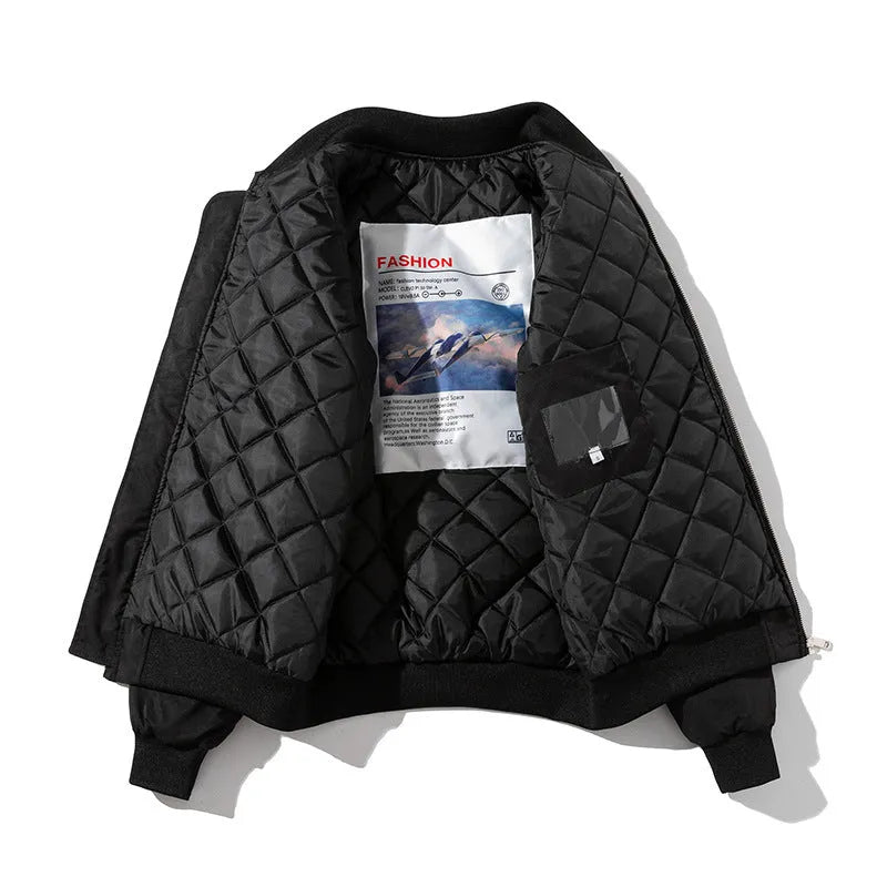 Men's thick loose plus size polyester padded coat, hooded or stand collar, available in black, green, white, grey, pink.