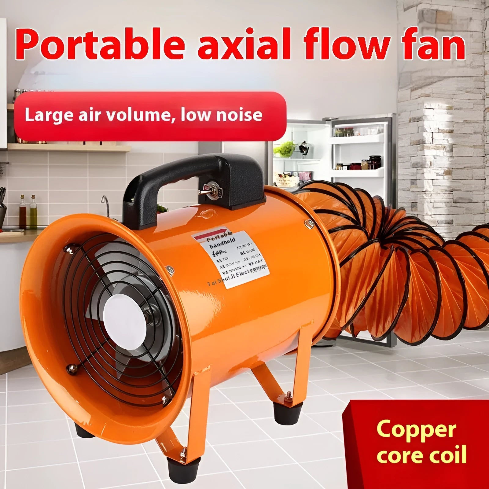 8 inch portable axial flow fan with 5 metre air duct for industrial dust removal