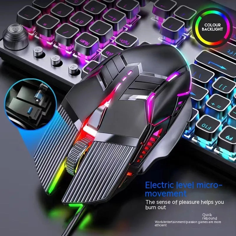 6D wired USB mouse in black, white, or pink, mute or audio version, 1.5m cable, 131x76x38mm