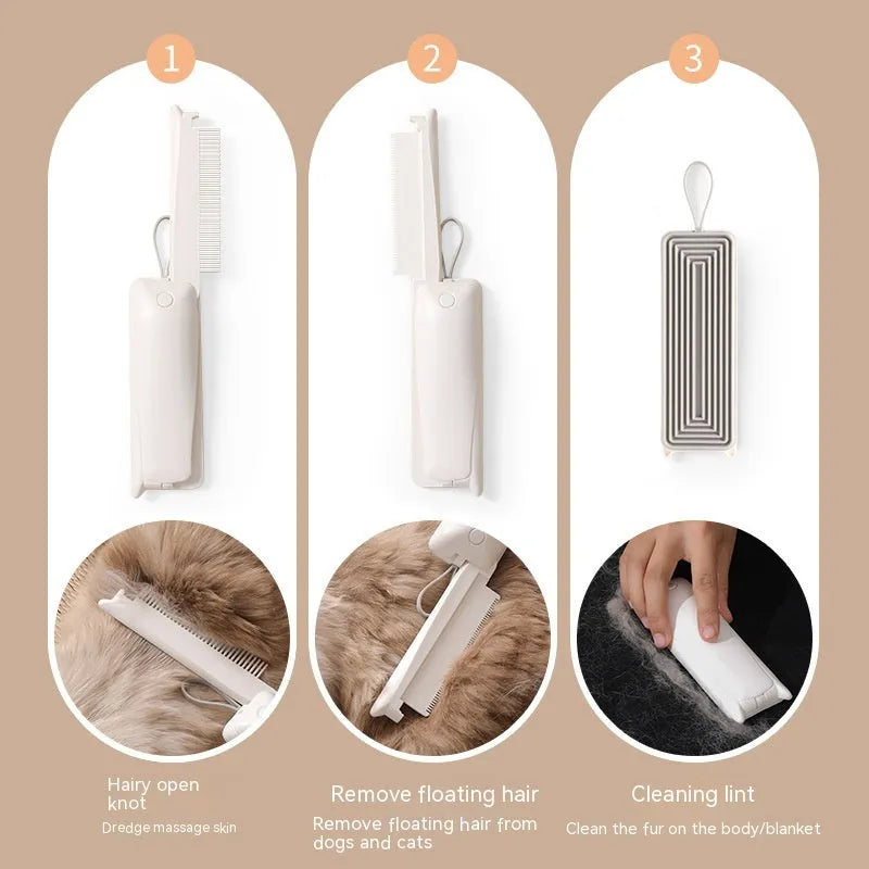 ABS plastic pet grooming brush for dogs and cats with floating hair removal and massage functions
