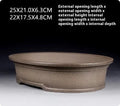 Handmade antique oval purple sand ceramic bonsai pot measuring 25cm long