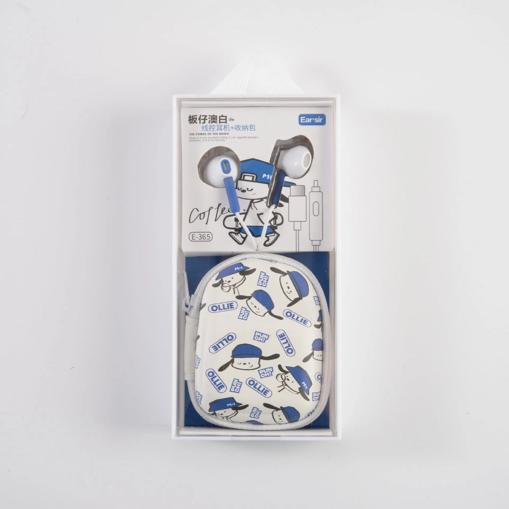 Wired earphones with ABS cable, 1.2 metres, available in blue, beige, and green with round hole or Type-C interface