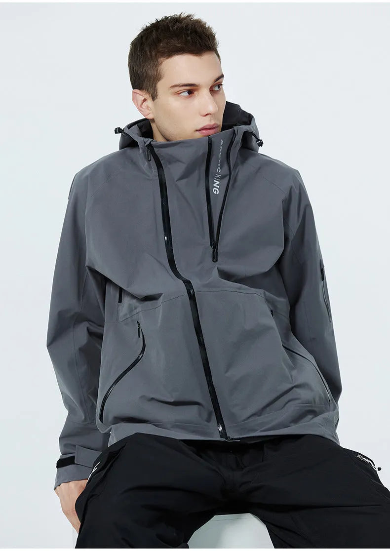 Unisex thin double plate ski suit in yellow, black, grey or liner colour for winter sports.