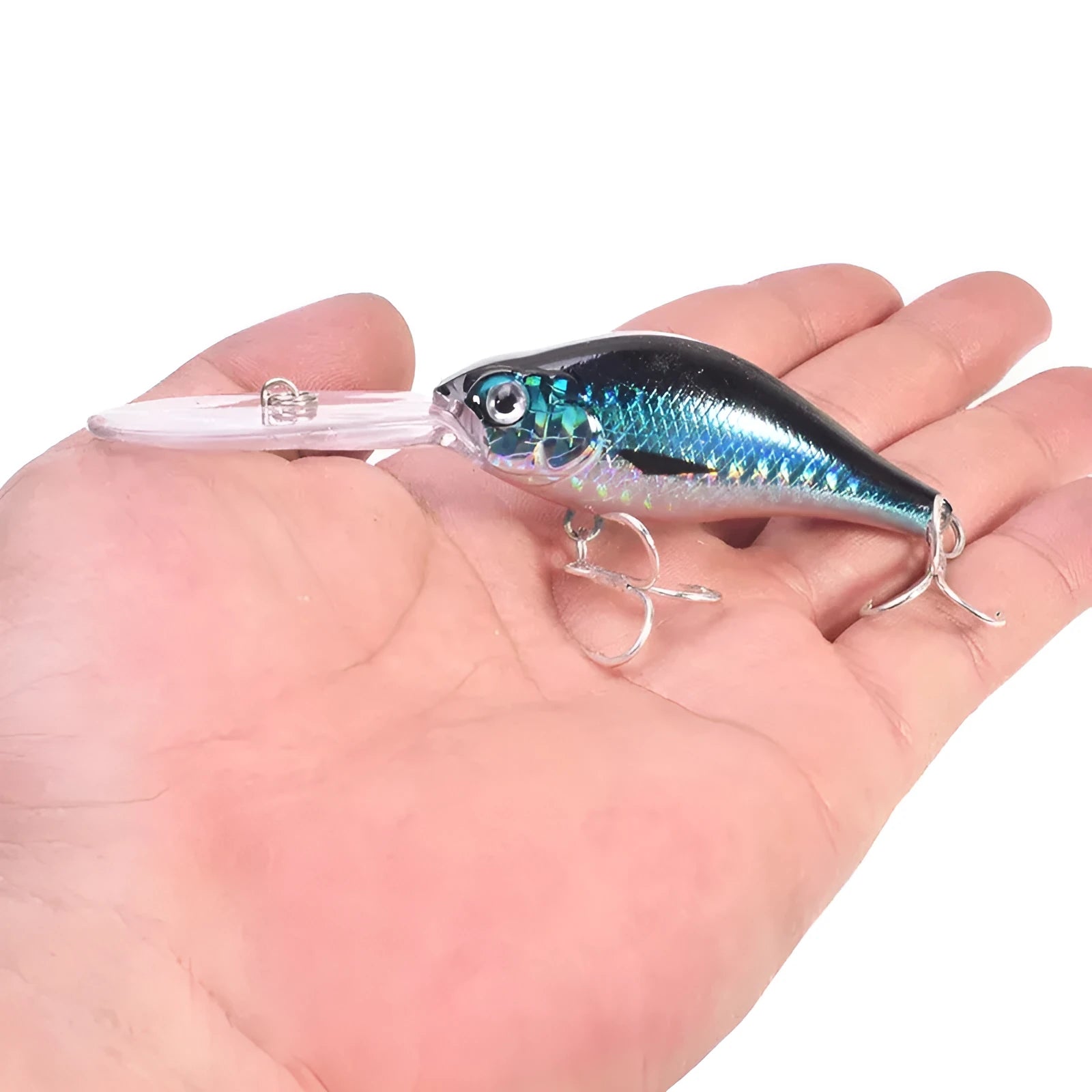 Deep diving mino pattern fishing lure showing floating rock action design