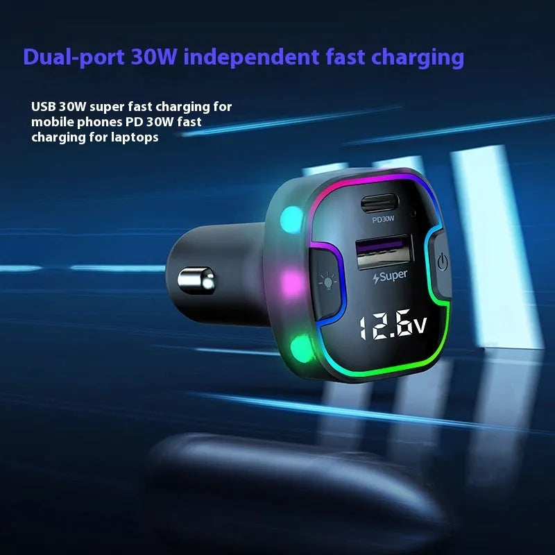 YQ8-Black car charger with five USB ports for simultaneous device charging