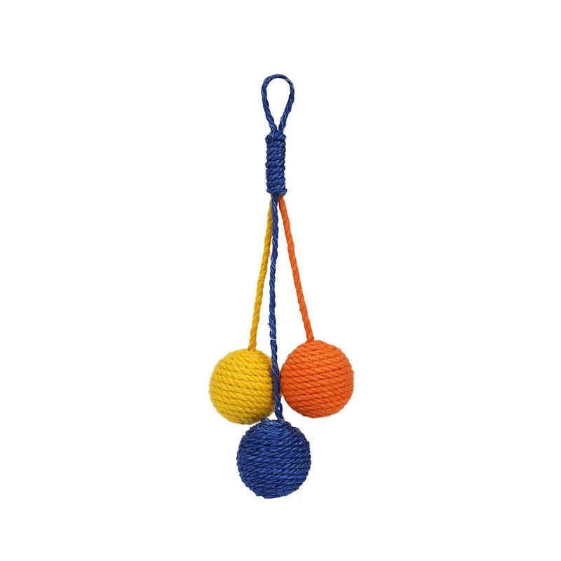 Cat toy set with blue teaser wand featuring a catnip ball and a separate self-play toy on a white background.