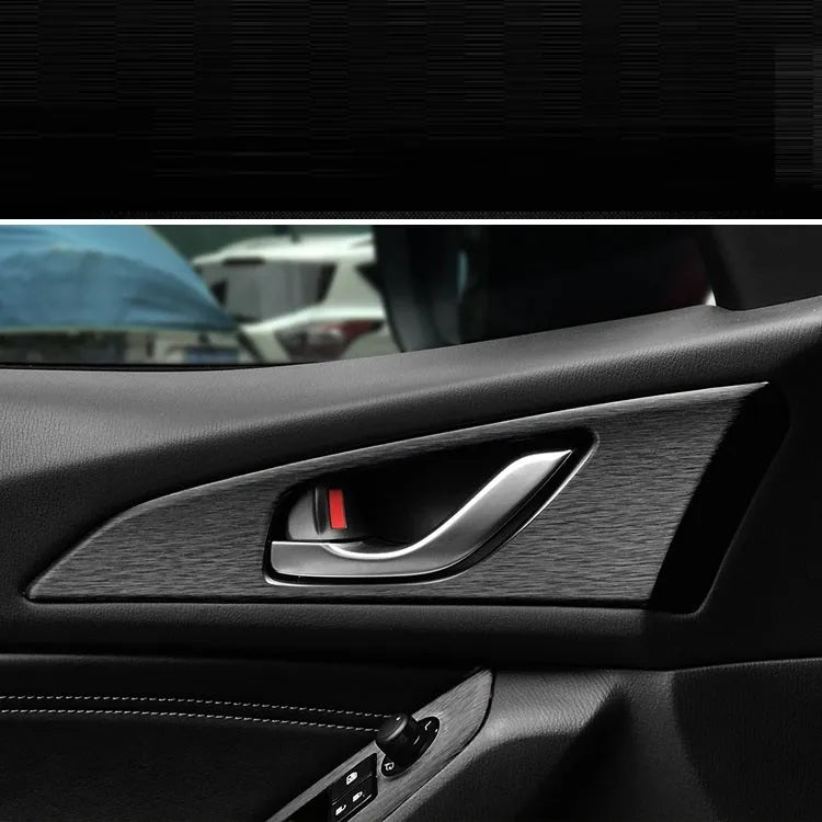 Car interior decorative film sticker kit showing dashboard and centre console pieces for automotive modification