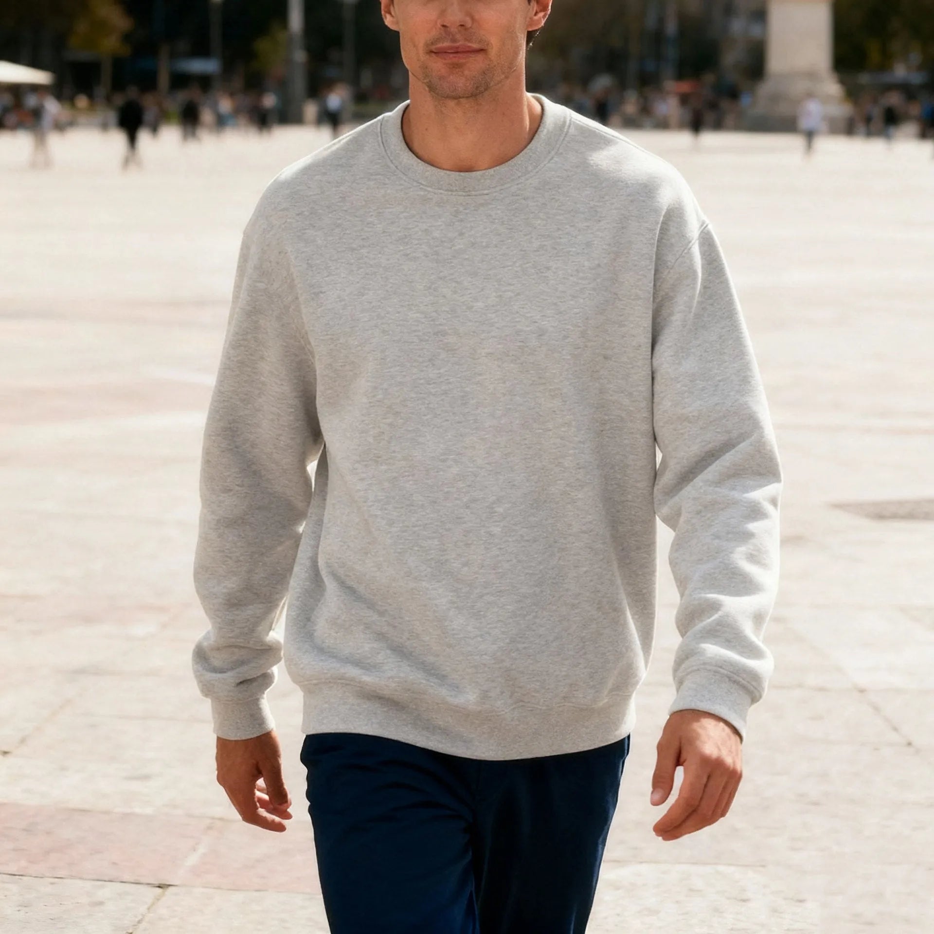 Polyester long sleeve loose oversized casual top for men in autumn solid colour