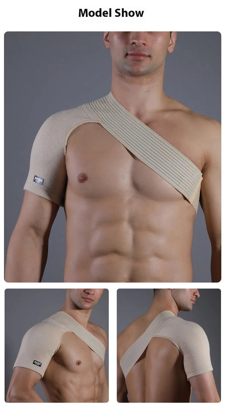 Adjustable one shoulder sports protective gear in skin colour with strap for universal fit