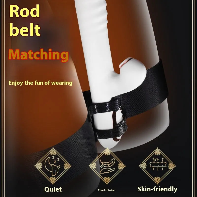 Black knitted belt harness strap for sex toy restraint with appliance attachment