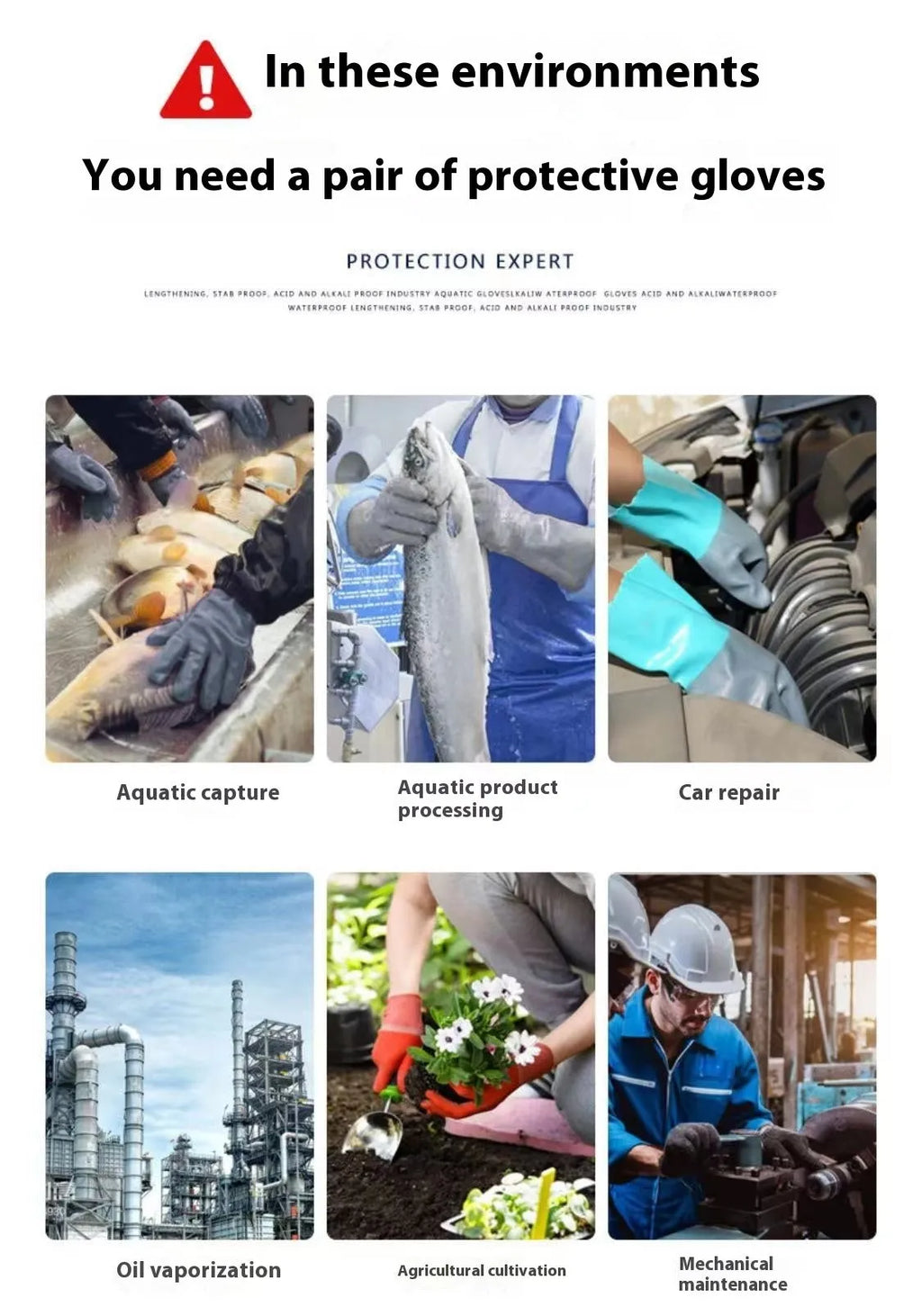 Women's navy blue extended length nitrile gloves for fishing and marine protection