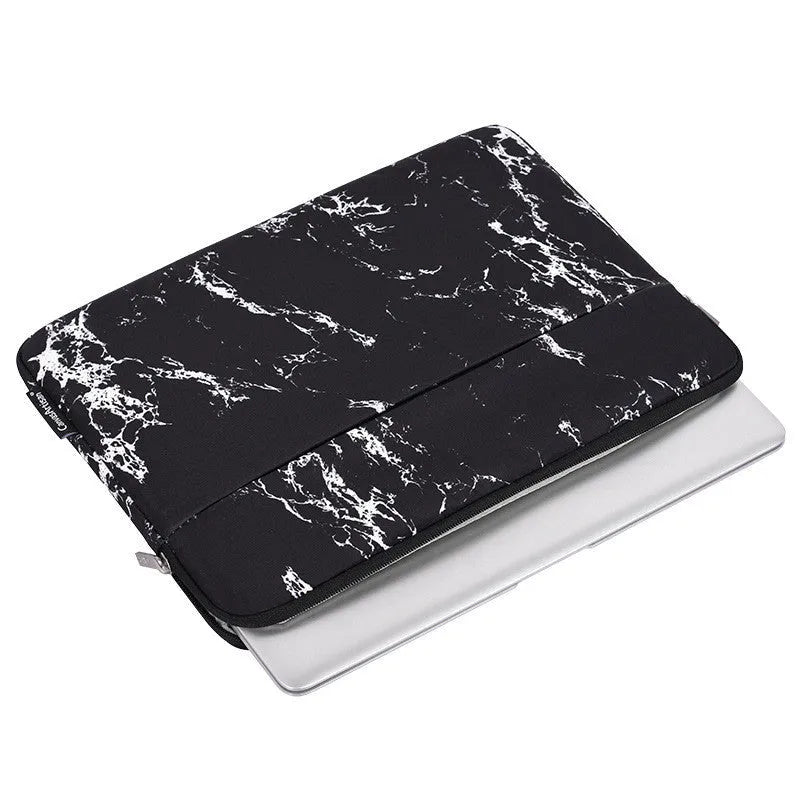 Polyester fibre laptop case liner bag in white or black, flat design with no lifting parts, for 11 to 17 inch laptops