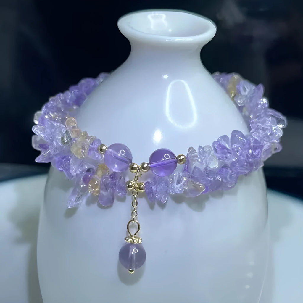 Double row natural ametrine gravel bracelet with D178 colour stones and manual processing