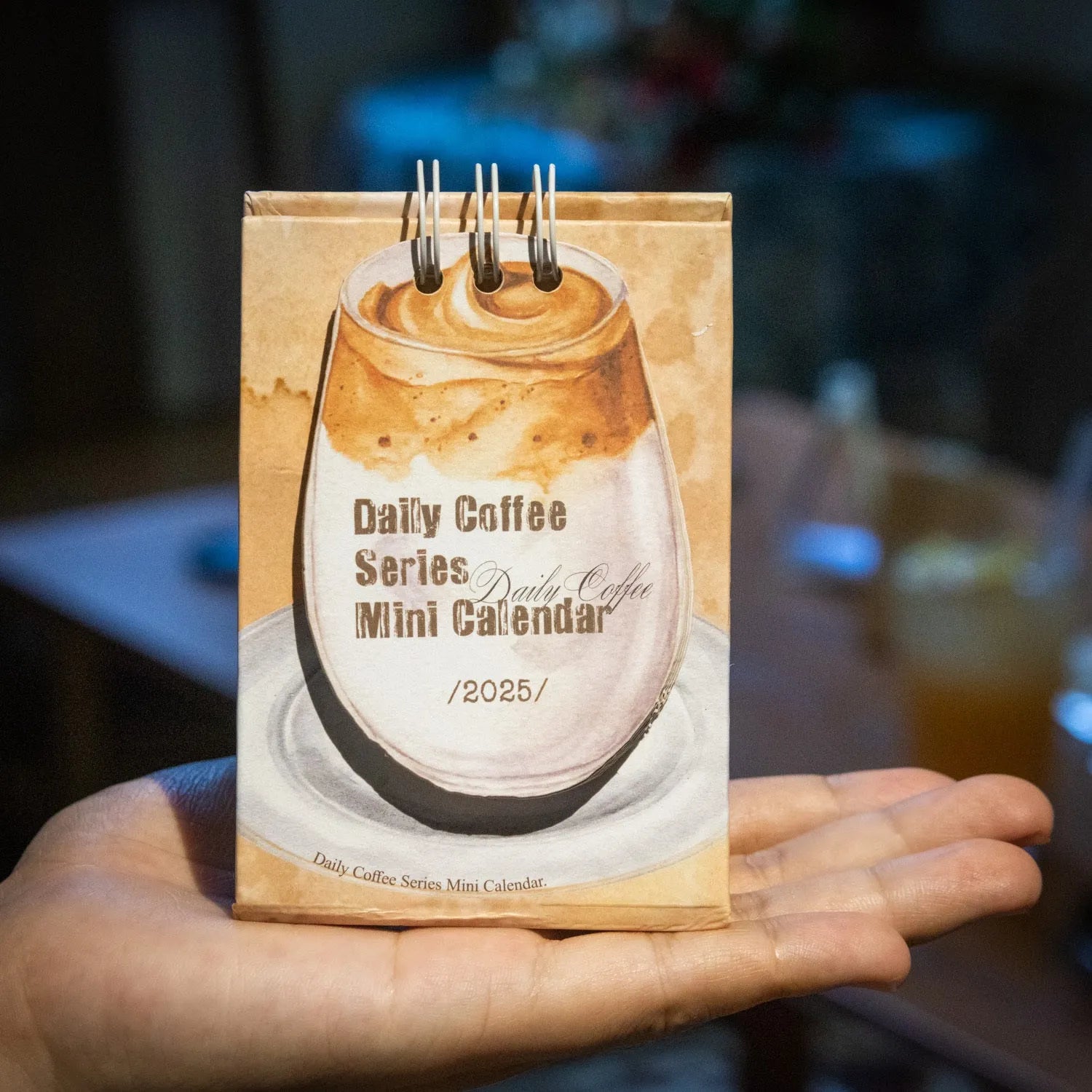 2025 mini desk calendar showing Coffee Time design with simple modern styling