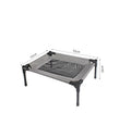 Black outdoor dog bed with removable Oxford cloth cover and steel frame, shown at 55cm length