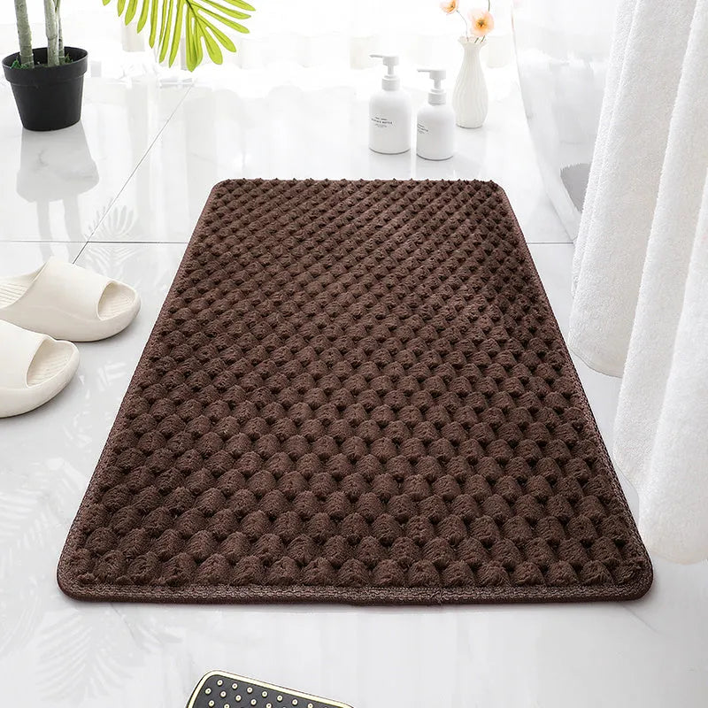 Golden Tortoise velvet floor mat 60x90cm in blue, absorbent bathroom mat