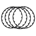 Set of four coloured nylon wheel hub protection rings for anti-rub defence.