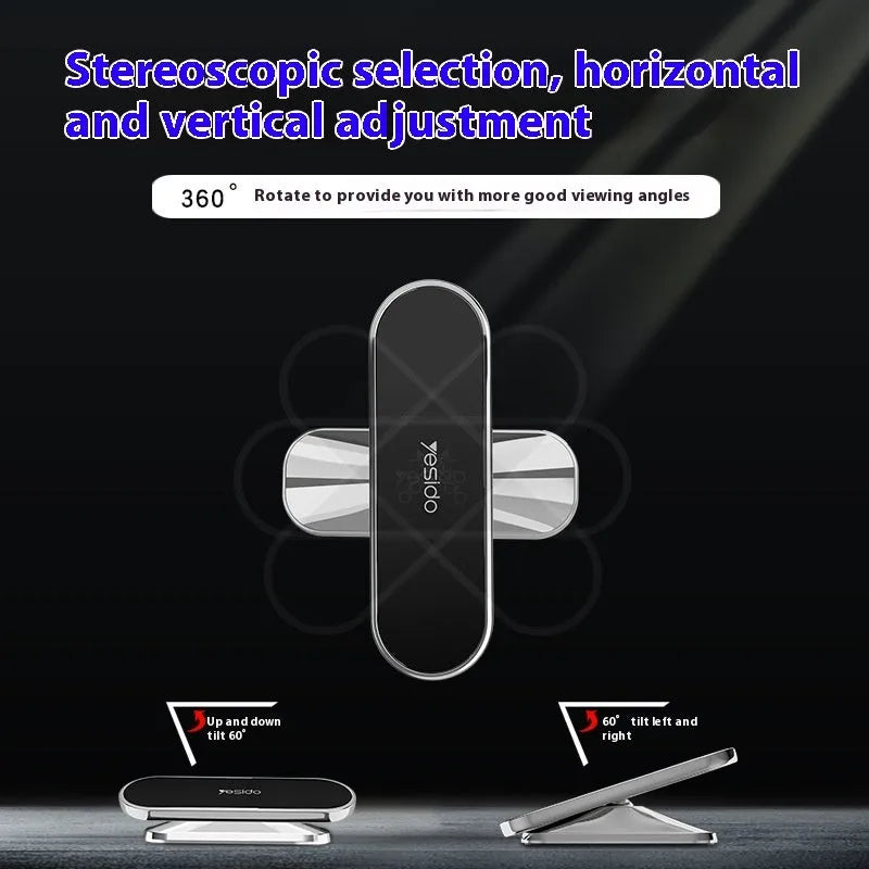 360 degree rotary magnetic adhesive car phone holder in black and grey with zinc alloy and N50 magnet