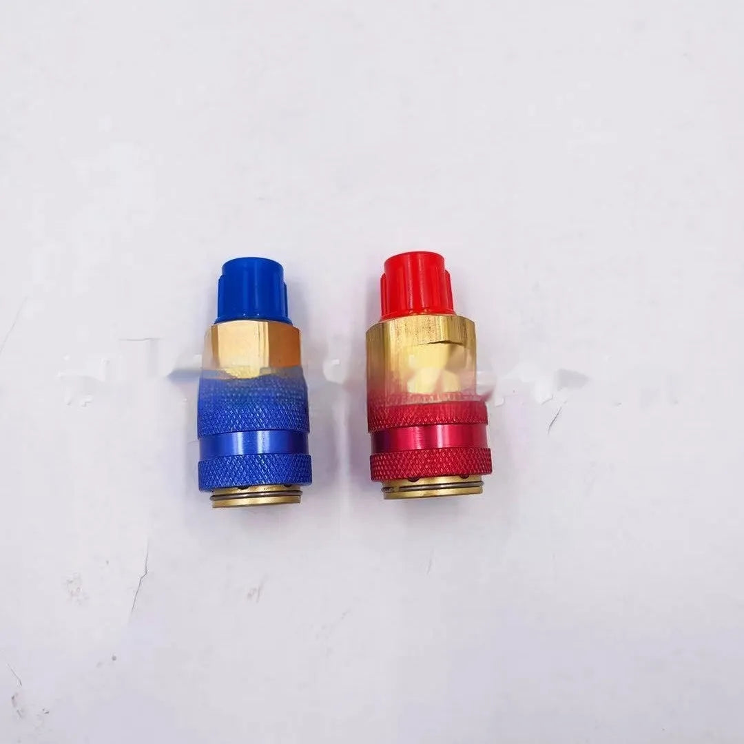 QC-12 straight quick connector in copper with golden yellow finish for automotive repair, pack of two